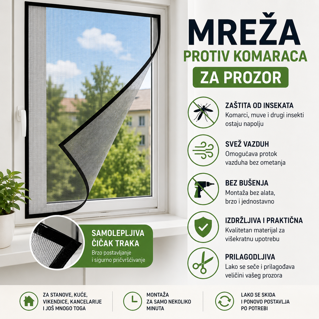 Komarnici za prozor 1+1 GRATIS
