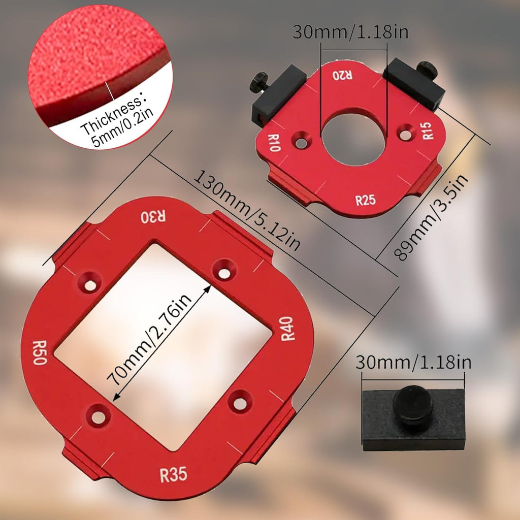 Aluminijumski šablon za obradu drveta sa 8 radijusa R10–R50 + POKLON GLODALO