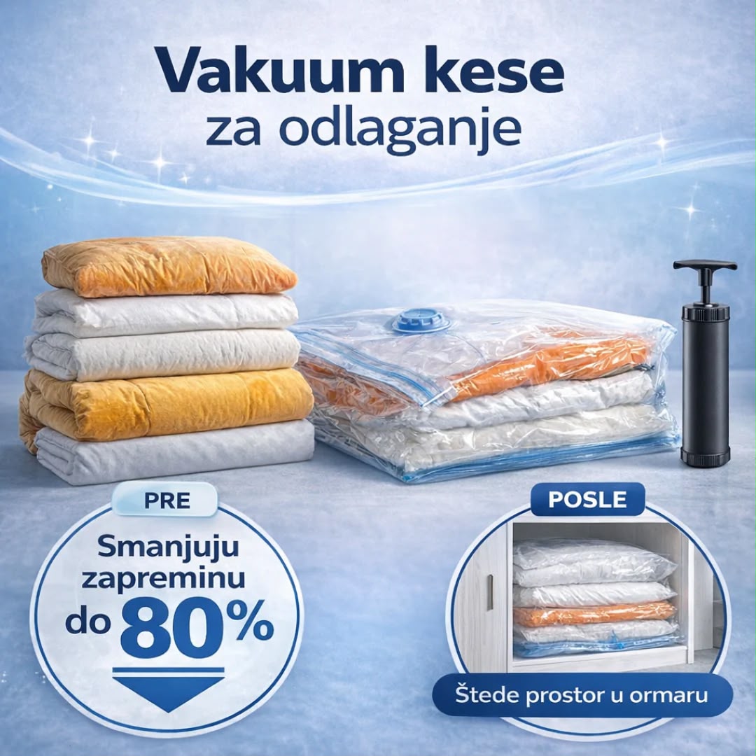Vakum vreće za odeću 10 komada+ poklon pumpa